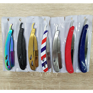 Wholesale Premium Stainless Steel Straight Edge Shaving Razor with Black Handle Custom Logo <b>Barber</b> Razor for Men - Product Image 5