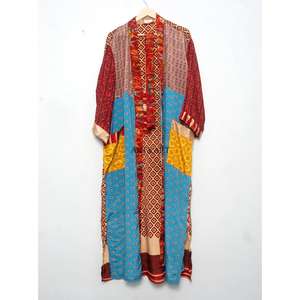 Kimono de Seda Multicolor, Tela de Sari Cosida a Mano, Ropa de Salón para Festivales, Vestido de Sari Indio Reciclado, Hermoso Kimono - Product Image 5