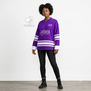 Camiseta de Hockey sobre Hielo de la Hermandad NCNW, Morada y Blanca, de Malla de Poliéster, Absorbente de Humedad, para Deportistas, Ropa Deportiva - Product Image 5