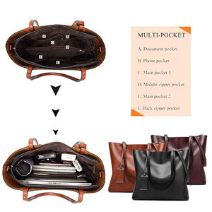 Genuine Leather Ladies Large <b>Handbag</b> Stylish Distressed Shoulder Purse Two Hanging Handles - Product Image 5