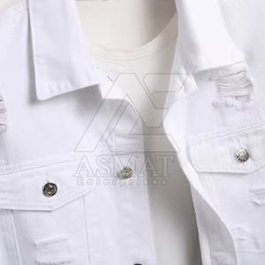 Chaqueta de Mezclilla para Hombre, Color Sólido, Informal, Chaqueta de Jeans Blanca, Elegante y Cómoda para Uso Diario 2026 - Product Image 2