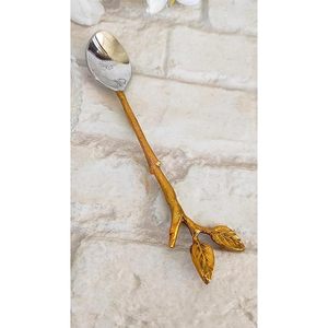 Cuchara de Acero y Latón con Diseño de Hoja Antigua, Vajilla Elegante, Artículos de Mesa y Cubertería, 6 Pulgadas de Largo (Paquete de 1) - Product Image 2