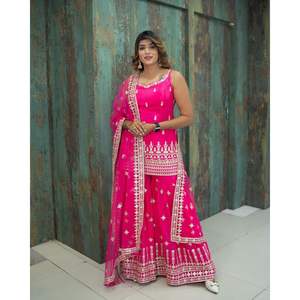 Conjunto de Top, Pantalón y Dupatta para Mujer, Hermoso Traje de Boda - Product Image 1