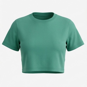 Customized Color Cotton Women <b>Crop</b> <b>Top</b> Lightweight Quickdry Solid Shirt Streetwear Fitness Gym Workout Activewear Tee - Product Image 1