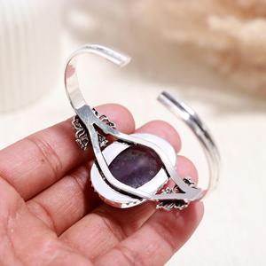 925 Sterling <b>Silver</b> Amethyst Gemstone <b>Bracelet</b> Bangle for Women High Top Quality <b>Silver</b> Bangle Designer Jewelry - Product Image 4