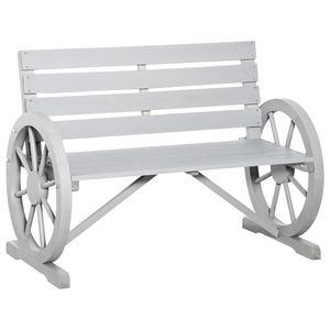 Panca Rustica a Forma di Ruota di Carro per 2 Persone, Grigio Antracite, Arredo da Giardino - Product Image 1