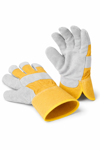 Guantes de Trabajo para Manipulación de Ladrillos con Protección Extendida en la Muñeca, Palma de Cuero Vacuno, Suministro de Fábrica, Grado Industrial - Product Image 3