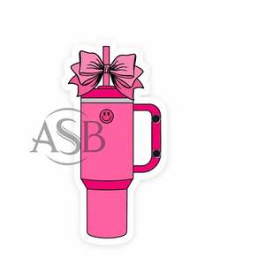 Taza Rosa Personalizada con Lazo Rosa, Taza Aislante de Acrílico Sostenible y Bonita para Extensiones de Pestañas - Product Image 1
