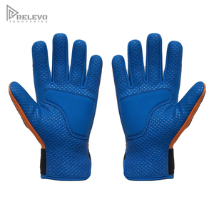 Custom Heavy Duty High Visibility Latex Coated Work Gloves Non-Slip Sandy Crinkle Latex Palm <b>Leather</b> <b>Cuff</b> Patch Elastic <b>Wrist</b> - Product Image 2