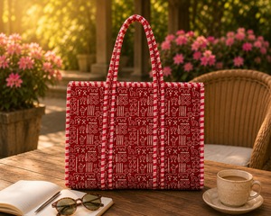 NOUVEAU sac fourre-tout en coton matelassé personnalisé JAIPUR INTERNATIONAL |   Sac de courses imprimé floral fait main |   Grand sac fourre-tout réutilisable et lavable - Product Image 1