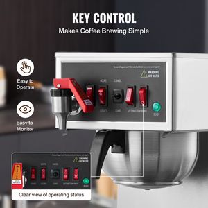 Macchina per Caffè Americano Commerciale da 12 Tazze con 3 Caraffe in Vetro e Scaldacaffè in Acciaio Inox, per Hotel, Spina UK - Product Image 4