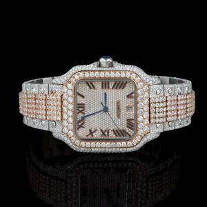Montre VVS Moissanite avec testeur de diamant, couleur D personnalisée, style Hip Hop, mouvement à quartz, acier inoxydable, cadran carré en verre - Product Image 1