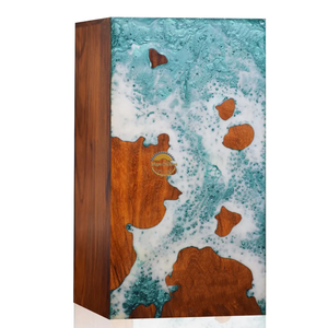 Handcrafted Ocean Wave Resin & Natural Wood Cremation Urn Blue Epoxy Ashes <b>Box</b> Artistic Funeral <b>Memorial</b> Keepsake by AYAANS - Product Image 5