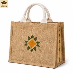 Sac de courses en jute naturel laminé, sac de courses pour la vente au détail, 20x20x10 cm, logo personnalisé, vente en gros, OEM, marque privée, modèle MY-JT-03 - Product Image 4