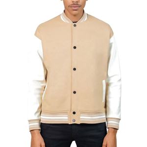 แจ็คเก็ตเบสบอลหนังคอตั้งปักลายโลโก้ด้านหน้าแบบลำลองสำหรับผู้ชาย รุ่นขายดีประจำปี 2025  รับสั่งทำได้ - Product Image 1