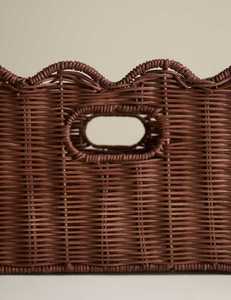 Panier de rangement en rotin brun foncé avec bord festonné, organisateur rectangulaire tissé pour le linge, les couvertures et les articles ménagers - Product Image 5