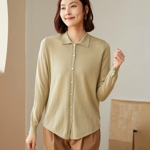 Robes classiques pour femmes en couleur unie, chemisier en cachemire tricoté, chemisier personnalisable pour femmes - Product Image 3