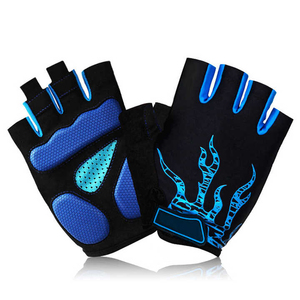 TRIMPO SPORTS Unisex Half <b>Finger</b> PU Gym Gloves Black Red Lightweight Padded Breathable Adjustable Wrist <b>Strap</b> for Weight Fitness - Product Image 3