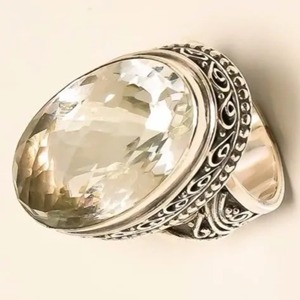 Anillo de Compromiso Boho de Plata de Ley 925 con Citrino para Mujer, Gema Amarilla Ovalada de 12x16 mm, Piedra de Nacimiento de Noviembre - Product Image 3