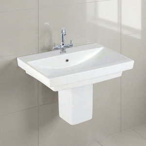 High Quality Fashionable Rectangle Half Pedestal Hand Washing Basin Eco Friendly Easy Clean - Product Image 6