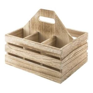Organizador de cubiertos moderno de madera para almacenamiento en la encimera de la cocina con elegantes compartimentos rectangulares - Product Image 1