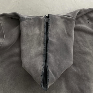 Sudaderas con Capucha para Hombre, Estilo Oversize, Color Gris Liso, Tejido Grueso, Unisex, con Efecto Desgastado y Lavado Ácido, Personalizables al por Mayor para Fabricantes - Product Image 4