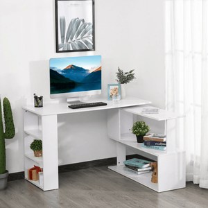 Scrivania per Computer in Legno con Libreria e Cassetto, Pieghevole, Regolabile in Altezza (Non Supportata, Non Defettuosa, Nessun Rimborso o Reso) - Product Image 1