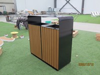 Couvercle de poubelle commerciale sur mesure en acier galvanisé pour poubelle de jardin à porte en bois, couvercle de bac à déchets extérieur