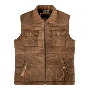 <b>Mens</b> Polyester/Cotton Motorcycle Biker Vest with Logo Embroidery Single Button Closure Summer Casual Outer Wear - Product Image 5