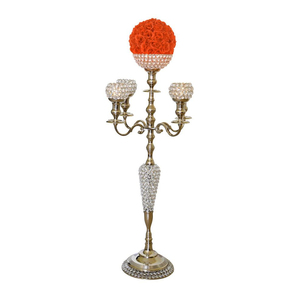 Wholesale Luxury 3-Arm Gold <b>Candelabra</b> With Crystal Beaded Votives Elegant Metal Wedding Table Centerpiece For Events Parties - Product Image 5