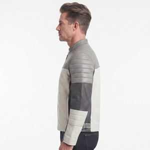 Veste en cuir pour motards, vestes en cuir pour motards avec sangles latérales, veste en cuir zippée pour motards - Product Image 3