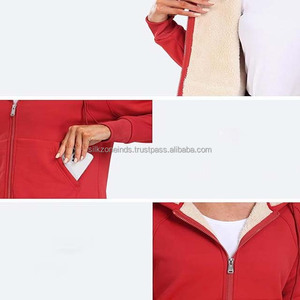 Sweat à capuche en molleton de coton/polyester imprimé personnalisé pour femmes, doublé chaud avec col à capuche à paillettes et fermeture à glissière - Product Image 6