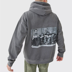 Hoodie en coton oversize pour homme, mode hiver, avec logo personnalisé OEM, uni, en jersey tricoté, anti-plis, style kangourou - Product Image 2