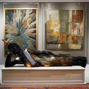 Statue de Bouddha inclinable en céramique – Décoration Art Déco artisanale et mobile pour Diwali, mariages et Pâques - Product Image 1