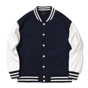 High quality OEM Custom Embroidery Spring <b>Men's</b> Baseball Varsity <b>Jacket</b> Loose Casual Windproof Breathable 100% Cotton - Product Image 2