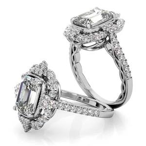 Natural 18k/22k/<b>24k</b> <b>Gold</b> IGI Certified Ornate Radiant Cut Lab Grown Diamond Graduated Halo Engagement <b>Ring</b> for Bride Bridal Wear - Product Image 3