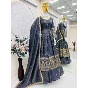 Designer Women's Party Wear Suit <b>Set</b> with Embroidery Sequins Work and Real <b>Mirror</b> - Product Image 6