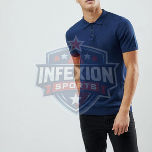 Chemise piqué bleu marine à manches courtes pour homme, coupe droite, couleur unie, décontractée, en coton tricoté, anti-rétrécissement, brodée, lavable en machine - Product Image 4
