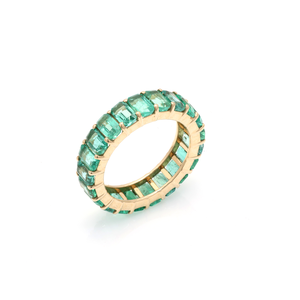 14K <b>Gold</b> Emerald Eternity Band-Prong Set Constellation Gemstone <b>Ring</b> - Product Image 6