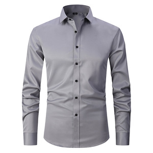 Chemise habillée de luxe pour homme en mélange de coton – Coupe moderne, manches longues, boutonnée, idéale pour les affaires, le bureau, les mariages, les fêtes - Product Image 3