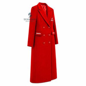 Delta |   Sigma |   Manteau long croisé pour femme Theta, col à revers, manches longues, coupe ajustée, brodé, vêtement d'extérieur formel - Product Image 2