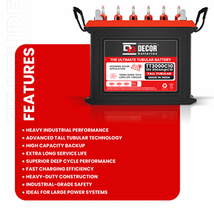 แบตเตอรี่ทรงกระบอกขนาดใหญ่ 12V 300AH C10 ยี่ห้อ Brand Decor สำหรับงานหนัก ระบบกักเก็บพลังงานแบบ Deep Cycle ระบบสำรองไฟฟ้าใช้งานได้นาน - Product Image 3