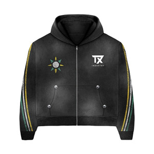 Conjuntos de sudadera y pantalón de chándal para hombre, personalizados con lavado ácido y efecto desgastado, de algodón polar descolorido por el sol, con cremallera, de Pakistán. - Product Image 2
