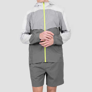 Low MOQ Men Nylon Tracksuit <b>Wind</b> <b>Breaker</b> Zip up Hoodie and Shorts Set Plain Jogging Shorts Sets - Product Image 1