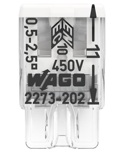 Fil de poussée ®   Connecteur de raccordement pour conducteurs solides ; max. 2,5 mm² 2 conducteurs ; boîtier transparent ; gaine blanche; - Product Image 4