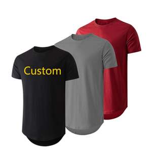 Camiseta de Hombre al por Mayor con Dobladillo Curvo, Cuello Redondo, Lisa, Informal, Transpirable, Mezcla de Algodón, Estilo Urbano de Verano, Logotipo Personalizado - Product Image 5