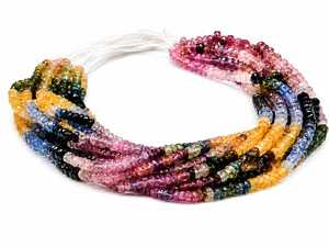 Cuentas Redondas Facetadas de Zafiro Multicolor Natural, Hilo de Piedras Preciosas de Zafiro Arcoíris de 16 Pulgadas, Suministros para la Fabricación de Joyas - Product Image 1