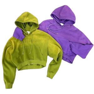 Custom Streetwear Vintage 100% Cotton French Terry Heavyweight Oversized Sun Faded Acid Washed Boxy 3D Embossed Print <b>Hoodies</b> - Product Image 1