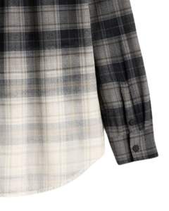 Camisa de Franela a Cuadros Ombre Color Carbón para Mujer, Personalizada por el Fabricante, Manga Larga, Cierre de Botones, Informal, Mezcla de Algodón, Otoño Invierno - Product Image 6