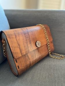Wooden Handmade Crossbody Bag Modern Design <b>Creative</b> Wooden Purse with Chain Strap Promotional Novelty <b>Gift</b> - Product Image 4